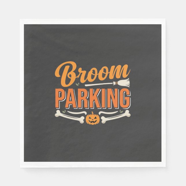 Broom Parking Halloween Vector Design_1 Napkin (Front)