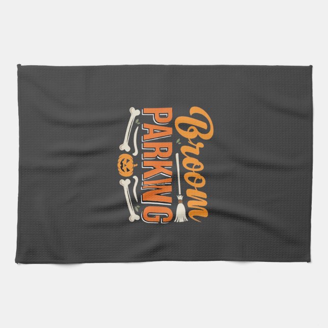 Broom Parking Halloween Vector Design_1 Tea Towel (Horizontal)