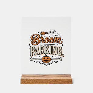 Broom Parking Halloween Vintage Witch Vector Desig Acrylic Sign