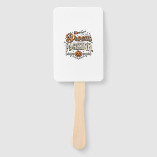 Broom Parking Halloween Vintage Witch Vector Desig Hand Fan