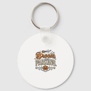 Broom Parking Halloween Vintage Witch Vector Desig Key Ring