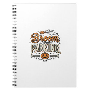 Broom Parking Halloween Vintage Witch Vector Desig Notebook