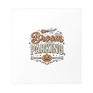 Broom Parking Halloween Vintage Witch Vector Desig Notepad