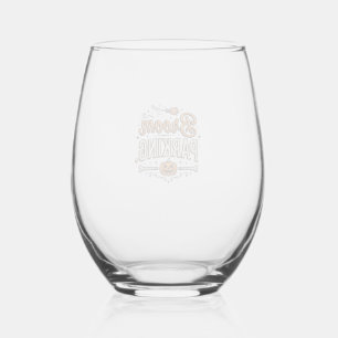 Broom Parking Halloween Vintage Witch Vector Desig Stemless Wine Glass