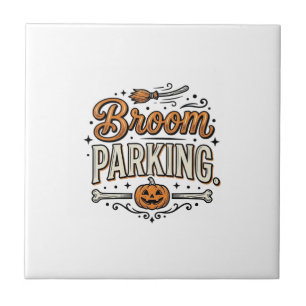 Broom Parking Halloween Vintage Witch Vector Desig Tile
