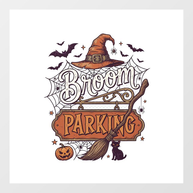 Broom Parking Halloween Witch Hat Broomstick Black (Sheet)