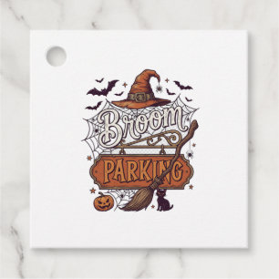 Broom Parking Halloween Witch Hat Broomstick Black Favour Tags