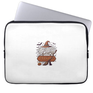 Broom Parking Halloween Witch Hat Broomstick Black Laptop Sleeve