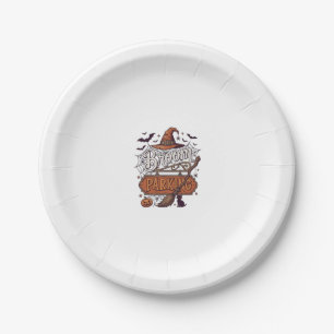 Broom Parking Halloween Witch Hat Broomstick Black Paper Plate