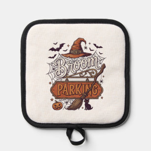 Broom Parking Halloween Witch Hat Broomstick Black Pot Holder