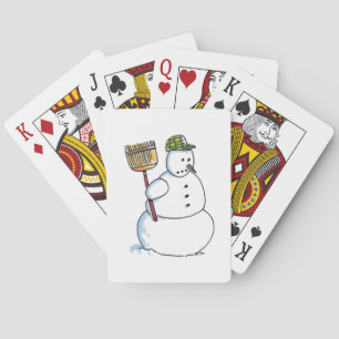 Broom Snowman Poker playing cards