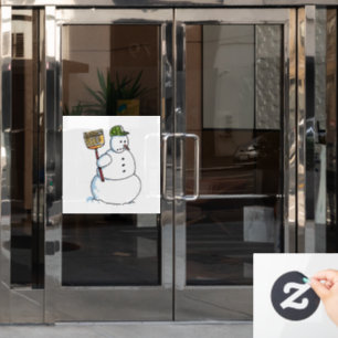 Broom Snowman window cling