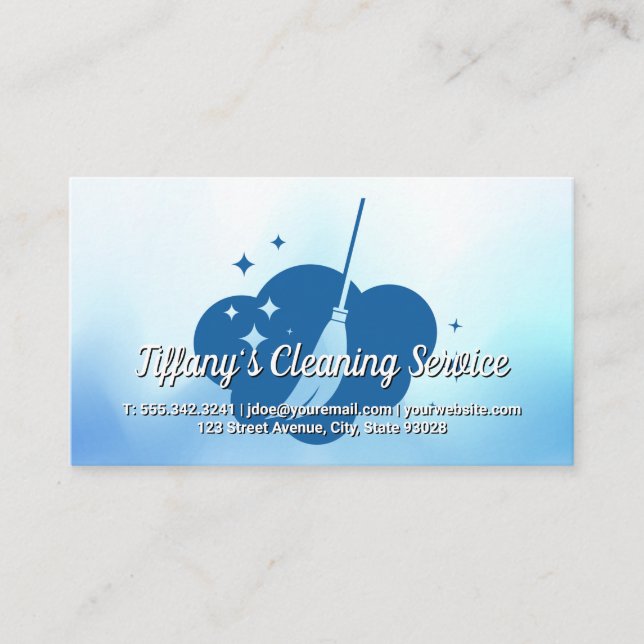 Broom Sparkle Logo | Home Cleaner Business Card (Front)
