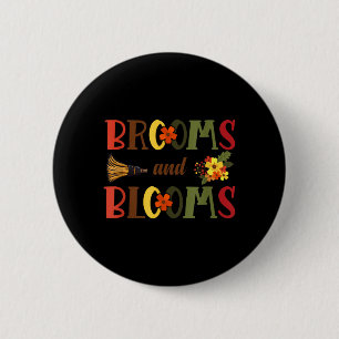 Brooms And Blooms Funny Halloween 6 Cm Round Badge