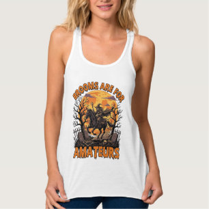 Brooms Are Amateurs Halloween Witch Horse Moon Gra Singlet