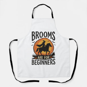 Brooms Are for Beginners Vintage Halloween Witch D Apron