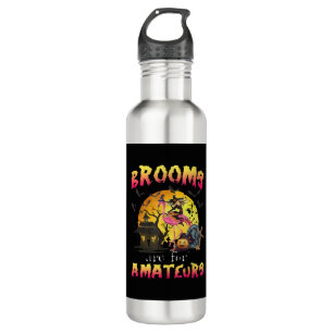 Brooms Are For Flamingo Halloween 710 Ml Water Bottle