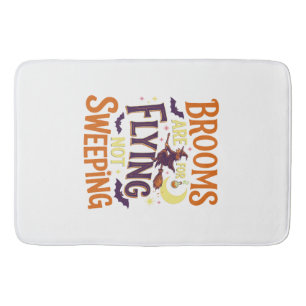 Brooms Flying Sweeping Halloween Witch Moon Bats Bath Mat