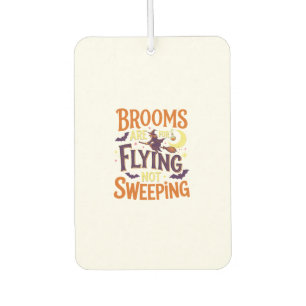 Brooms Flying Sweeping Halloween Witch Moon Bats Car Air Freshener