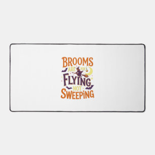 Brooms Flying Sweeping Halloween Witch Moon Bats Desk Mat