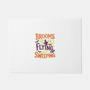 Brooms Flying Sweeping Halloween Witch Moon Bats Doormat