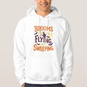 Brooms Flying Sweeping Halloween Witch Moon Bats Hoodie
