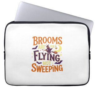 Brooms Flying Sweeping Halloween Witch Moon Bats Laptop Sleeve