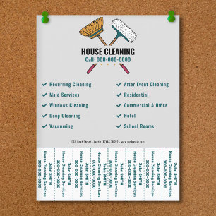 Brooms & House Cleaning Tear Off Strips Flyer