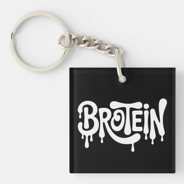 Brotein Protein Funny Bro Gym LGBTQ Gay Pride Ally Key Ring (Front)