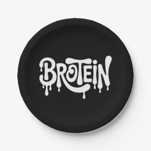 Brotein Protein Funny Bro Gym LGBTQ Gay Pride Ally Paper Plate