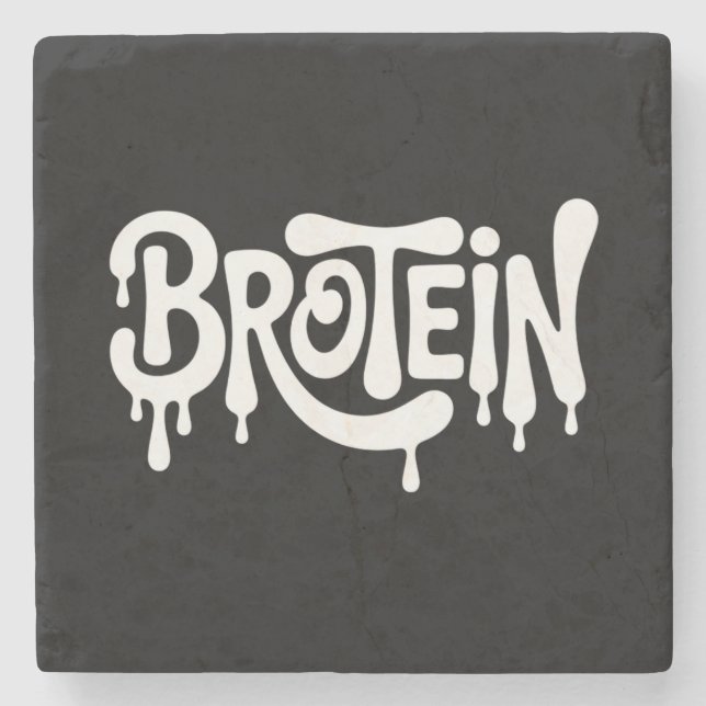 Brotein Protein Funny Bro Gym LGBTQ Gay Pride Ally Stone Coaster (Front)