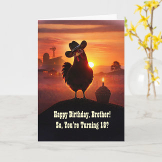 Brother 18th Birthday Cute Chicken Funny Card
