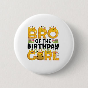 Brother 1st Birthday Girl Giraffe Theme Party Zoo  6 Cm Round Badge