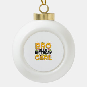 Brother 1st Birthday Girl Giraffe Theme Party Zoo  Ceramic Ball Christmas Ornament