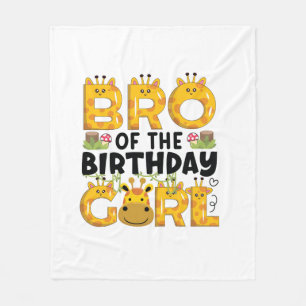 Brother 1st Birthday Girl Giraffe Theme Party Zoo  Fleece Blanket