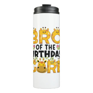 Brother 1st Birthday Girl Giraffe Theme Party Zoo  Thermal Tumbler