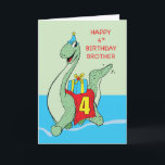 Brother, 4th Birthday Dinosaur Card<br><div class="desc">The idea of dinosaurs has always astounded kids all around the world. So when your dearest brother is bound to celebrate his 4th birthday soon then this is the card to give him.</div>