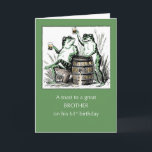 Brother 61st Birthday Frogs Toasting with Beer Card<br><div class="desc">Your brother is turning 61?  Surprise him with a card made just for his birthday. This humourous card shows two vintage toads raising a glass of beer or ale to celebrate his birthday as he turns sixty-one. Raise a toast with cheers!
Vintage image courtesy of Clipart.</div>