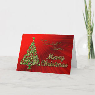 Brother, a gold and red effect Christmas card