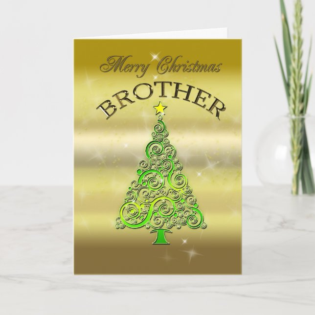 Brother, a gold effect Christmas card (Front)