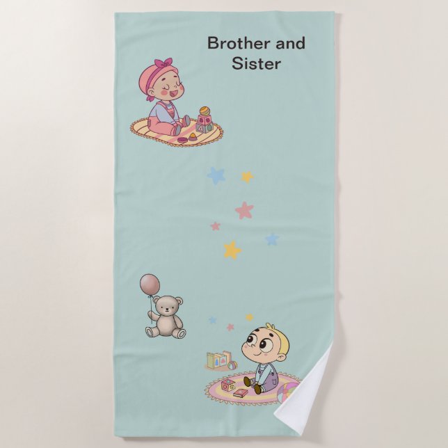 Brother and Sister Beach Towel (Front)