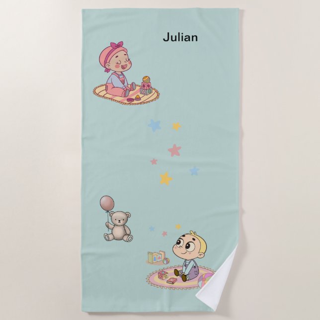 Brother and Sister Beach Towel (Front)