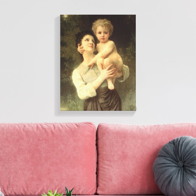 Brother and Sister by William Adolphe Bouguereau Canvas Print (Insitu(LivingRoom))