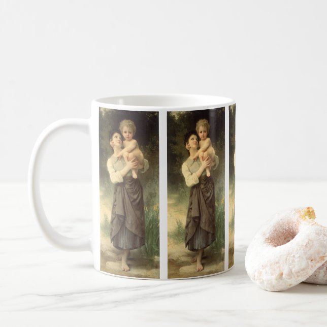 Brother and Sister by William Adolphe Bouguereau Coffee Mug (With Donut)