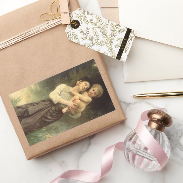 Brother and Sister by William Adolphe Bouguereau Rectangular Sticker (Gifting)