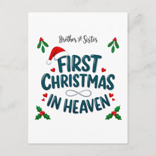 Brother and Sister First Christmas in Heaven   Postcard