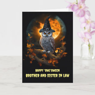 Brother and Sister in Law Wife Cute Owl Halloween Card