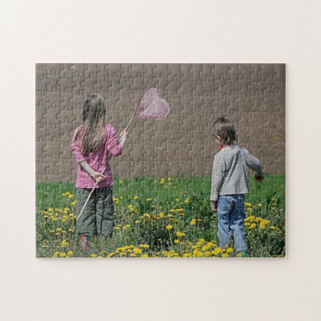 Brother and sister in summer day. jigsaw puzzle (Horizontal)
