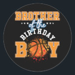 Brother Basketball Birthday Boy Family Baller Bday Classic Round Sticker<br><div class="desc">Grim Reaper Riding Horse Death Reaper Halloween Pumpkin</div>