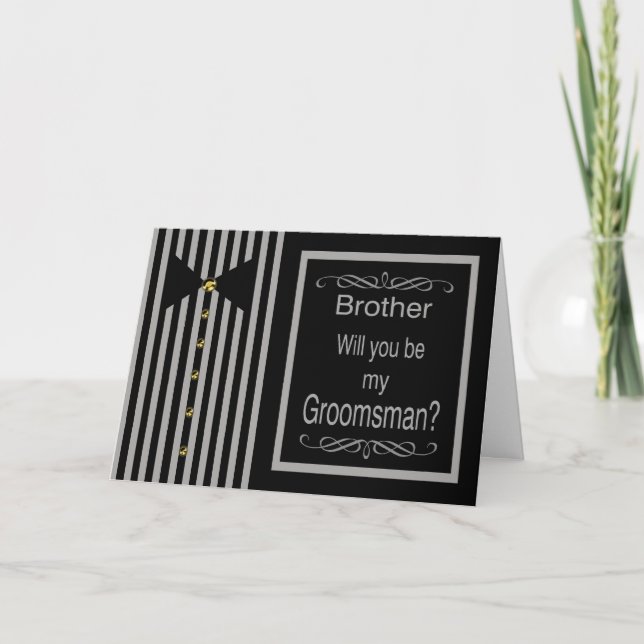 Brother Be My Groomsman Request Card (Front)